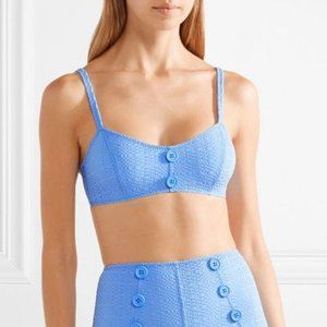 Lisa Marie Fernandez Genevieve Seersucker Bikini Top Light Blue Size 2 (Small)